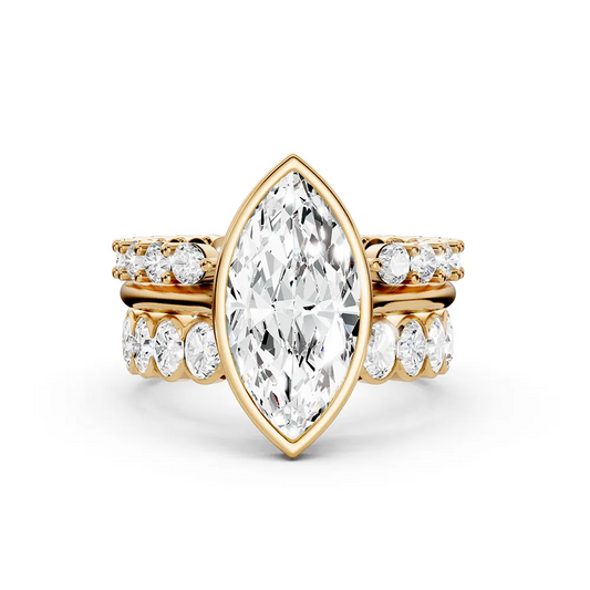 Radiant Marquise Cut Bridal Ring Duo – 1 Carat+ Lab Diamond, (F+, VS+, Ideal Cut)