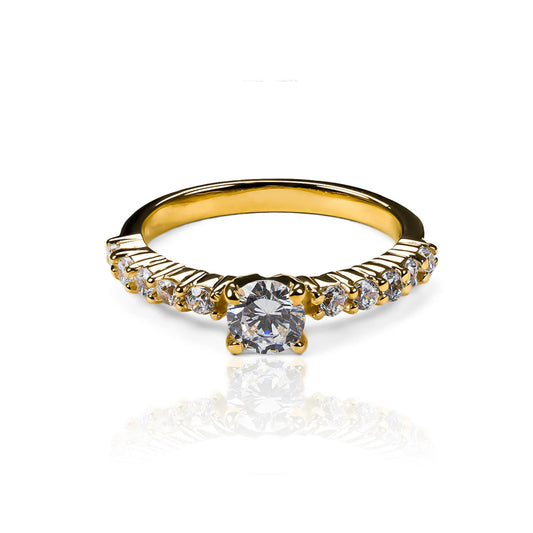 Round Cut Solitaire Pavé Ring in 925 Sterling Silver – CZ or IGI Certified Lab Diamond