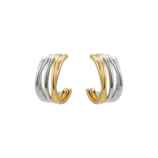 18K Gold Two Tone Half Wrap Earrings