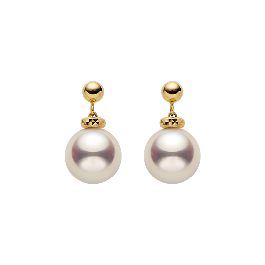 Italian-Inspired Stud Earrings in 18K Gold with Ocean-Lustre Pearl