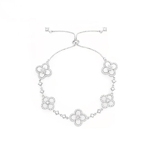 Lucky Clover Adjustable Bracelet in Sterling Silver & 18K Gold Vermeil