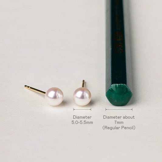 Minimalist Dome Stud Earrings with Japanese Saltwater Pearl & 18K Gold Finish