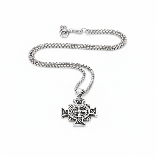 Saint Benedict Cross Pendant Necklace – Protection & Faith
