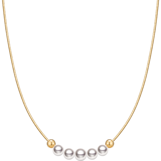 Akoya 18k Yellow Gold Baby's Breath Smile Necklace