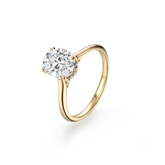 Exquisite 9×7mm Moissanite Solitaire Ring in 18K Gold Vermeil