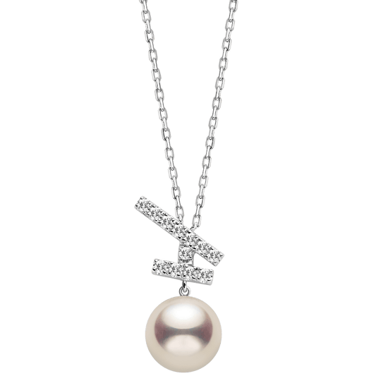 Akoya Pearl 18K Gold Diamonds Sparkle Flying Necklace