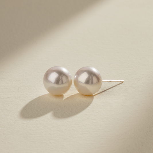 10-11mm Freshwater Edison Pearl 925 Sterling Silver Classic Studs Earrings