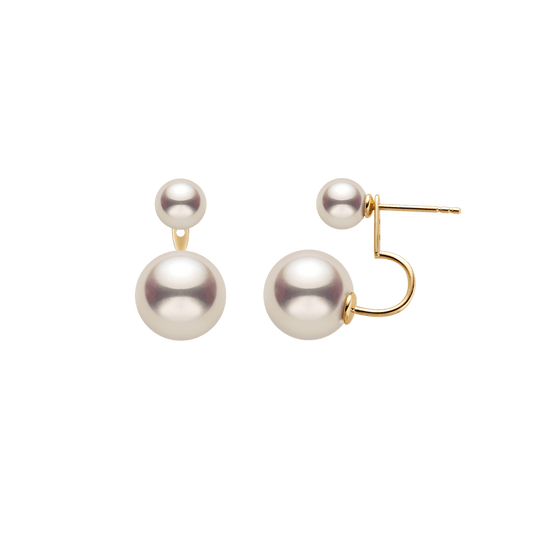 Freshwater Pearls 14K Gold Fashion Double Modular Earrings