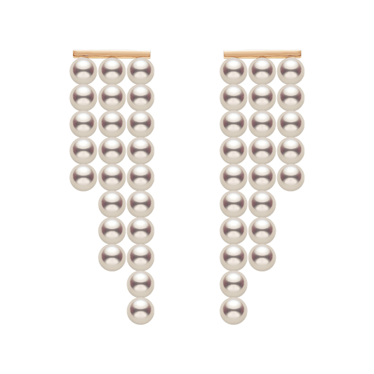 Freshwater Pearls 14K Gold Geometric Waterfall Earrings