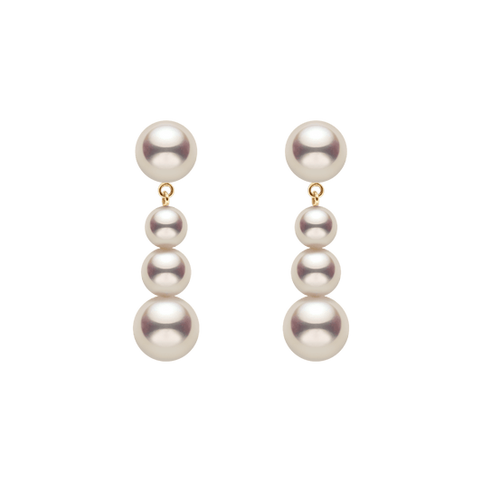 Handcrafted 14K Gold Earrings with Natural Pearl Cascade Design