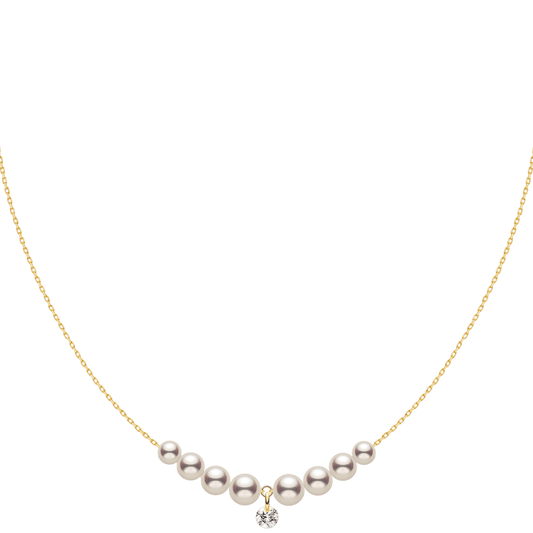 Freshwater Pearls 14K Gold Lab-Grown Diamonds Smiling Drop Necklace
