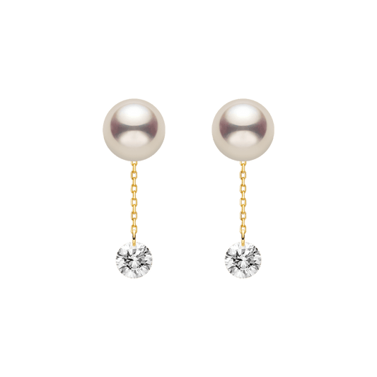 Freshwater Pearls 14K Gold Lab-Grown Diamonds Flicker Modular Earrings
