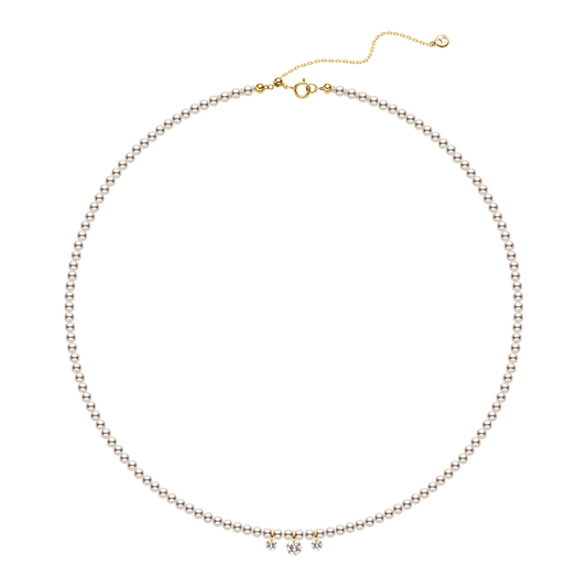 Freshwater Pearls 14K Gold Lab-Grown Diamonds Flicker Strand Necklace