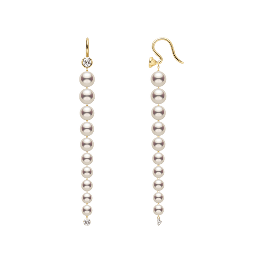 Freshwater Pearls 14K Gold Lab-Grown Diamonds Flowing Modular Hook Earrings