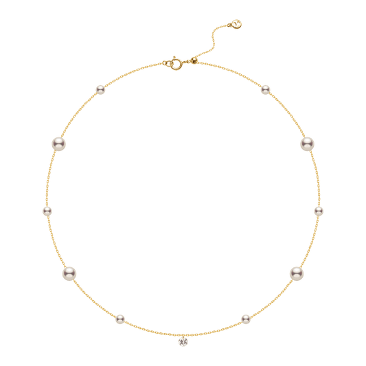 Freshwater Pearls 14K Gold Lab-Grown Diamonds Hidden Glint Necklace