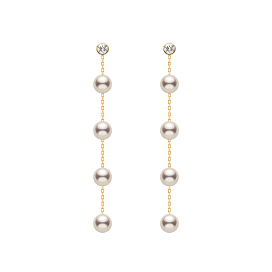 Freshwater Pearls 14K Gold Lab-Grown Diamonds Raindrop Modular Earrings