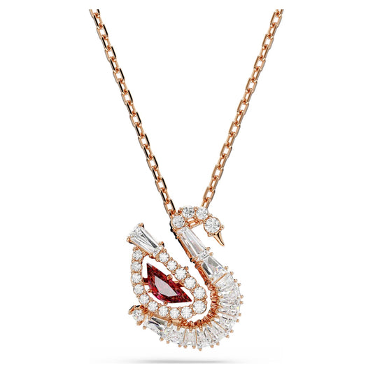 Elegant Swan Pendant Necklace with Sparkling Crystals – Rose Gold Finish