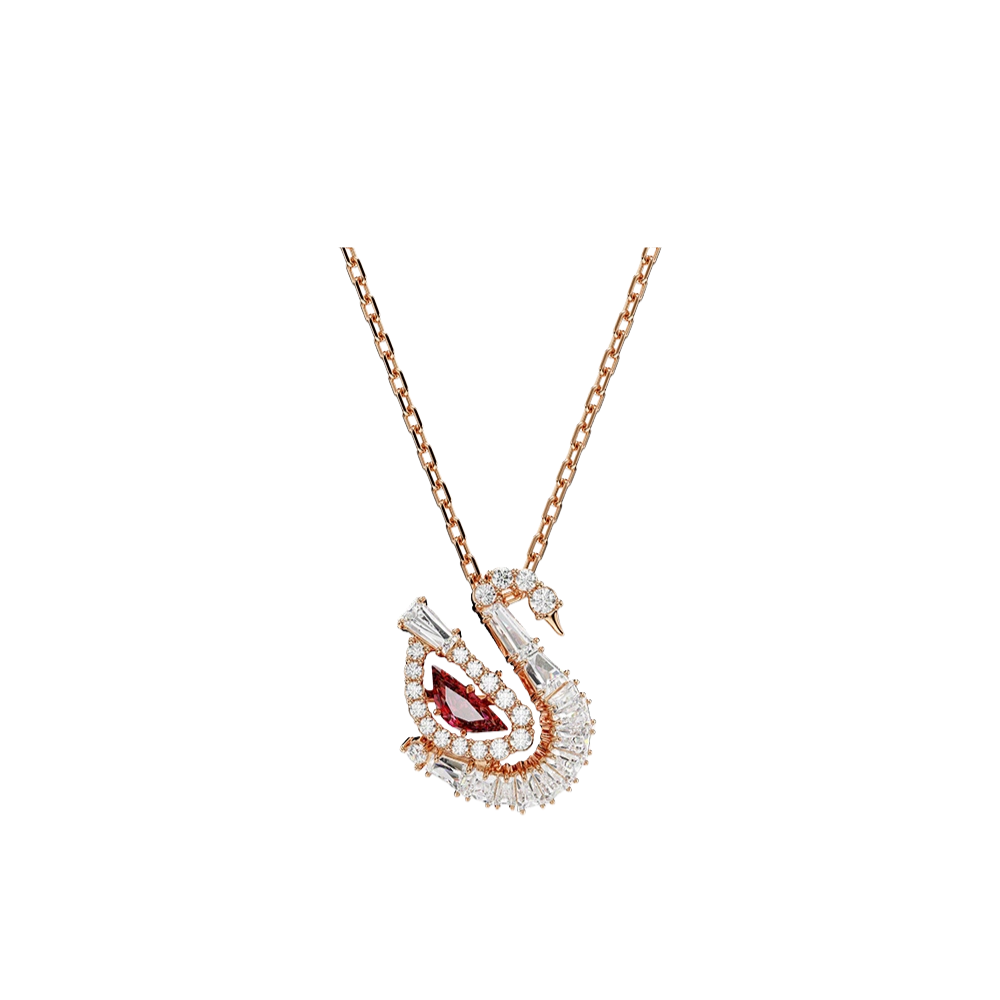 Elegant Swan Pendant Necklace with Sparkling Crystals – Rose Gold Finish