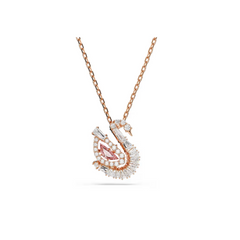 Elegant Swan Pendant Necklace with Sparkling Crystals – Rose Gold Finish
