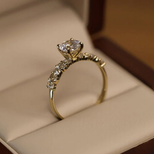 Round Cut Solitaire Pavé Ring in 925 Sterling Silver – CZ or IGI Certified Lab Diamond