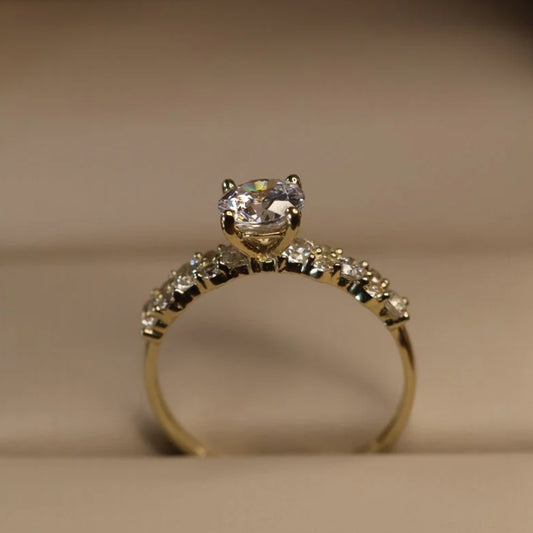Round Cut Solitaire Pavé Ring in 925 Sterling Silver – CZ or IGI Certified Lab Diamond