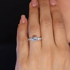Round Cut Solitaire Pavé Ring in 925 Sterling Silver – CZ or IGI Certified Lab Diamond