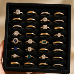 Mystery Ring Bag – Adjustable 14K Gold Plated Zircon Rings Blind Box Surprise