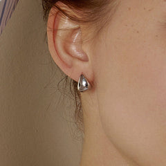 18K Gold Simple Drop Ear Hoop Earrings
