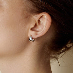 18K Gold Simple Drop Ear Hoop Earrings