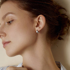 18K Gold Simple Drop Ear Hoop Earrings