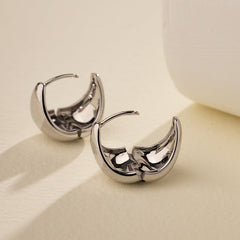 18K Gold Simple Drop Ear Hoop Earrings