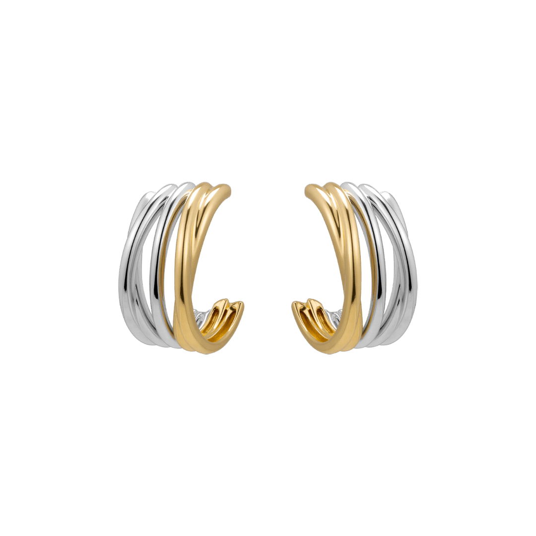 18K Gold Two Tone Half Wrap Earrings