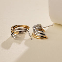 18K Gold Two Tone Half Wrap Earrings