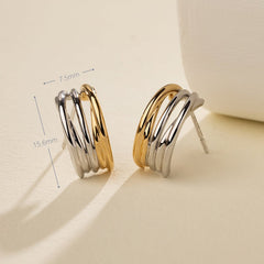 18K Gold Two Tone Half Wrap Earrings