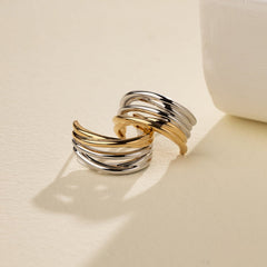 18K Gold Two Tone Half Wrap Earrings