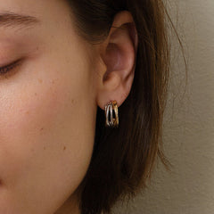 18K Gold Two Tone Half Wrap Earrings