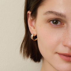 18K Gold Two Tone Half Wrap Earrings
