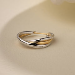 18K Gold Two Tone Stylish Polished Drape Hoop Earrings