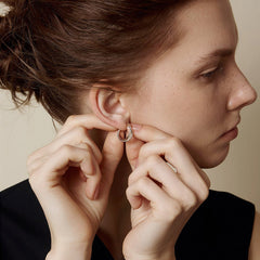 18K Gold Two Tone Stylish Polished Drape Hoop Earrings