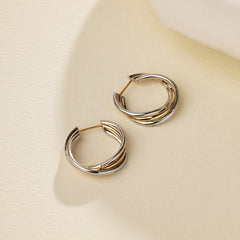 18K Gold Two Tone Stylish Polished Drape Hoop Earrings