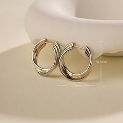 18K Gold Two Tone Stylish Polished Drape Hoop Earrings