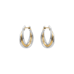 18K Gold Two Tone Stylish Polished Drape Hoop Earrings