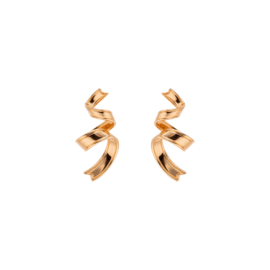18K Rose Gold Silk Ribbon Earrings