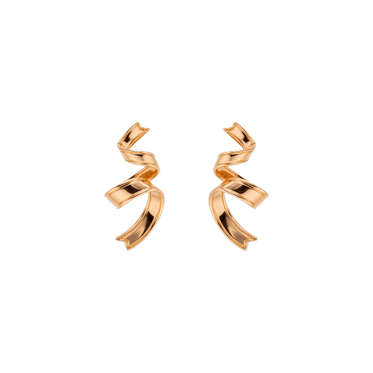 18K Rose Gold Silk Ribbon Earrings