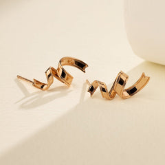 18K Rose Gold Silk Ribbon Earrings