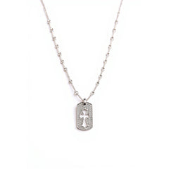 Sterling Silver Cross Pendant Necklace with Moissanite Accents