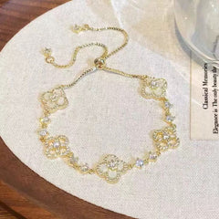 Lucky Clover Adjustable Bracelet in Sterling Silver & 18K Gold Vermeil