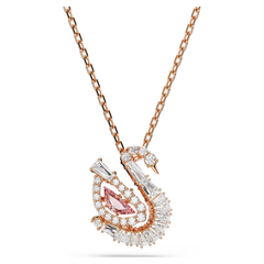 Elegant Swan Pendant Necklace with Sparkling Crystals – Rose Gold Finish