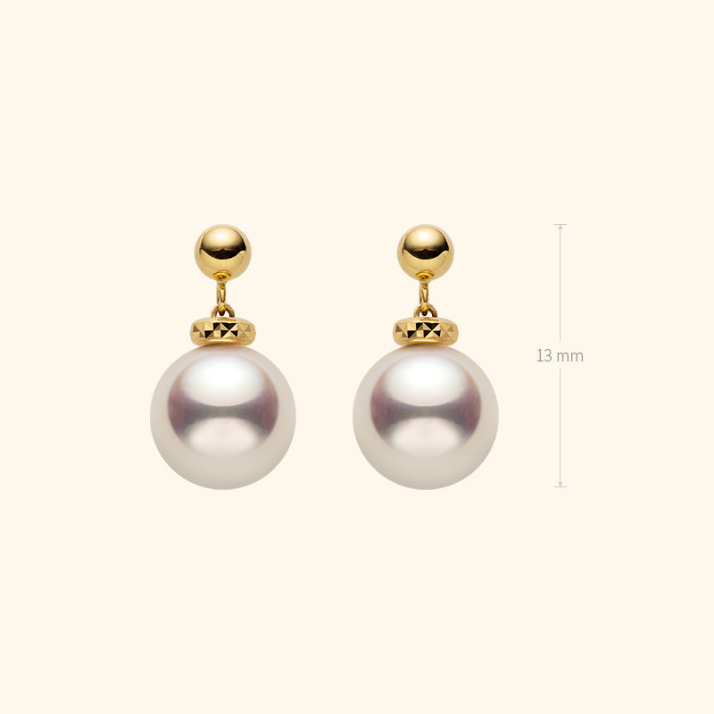 Italian-Inspired Stud Earrings in 18K Gold with Ocean-Lustre Pearl