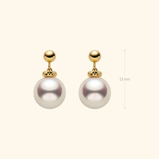Italian-Inspired Stud Earrings in 18K Gold with Ocean-Lustre Pearl